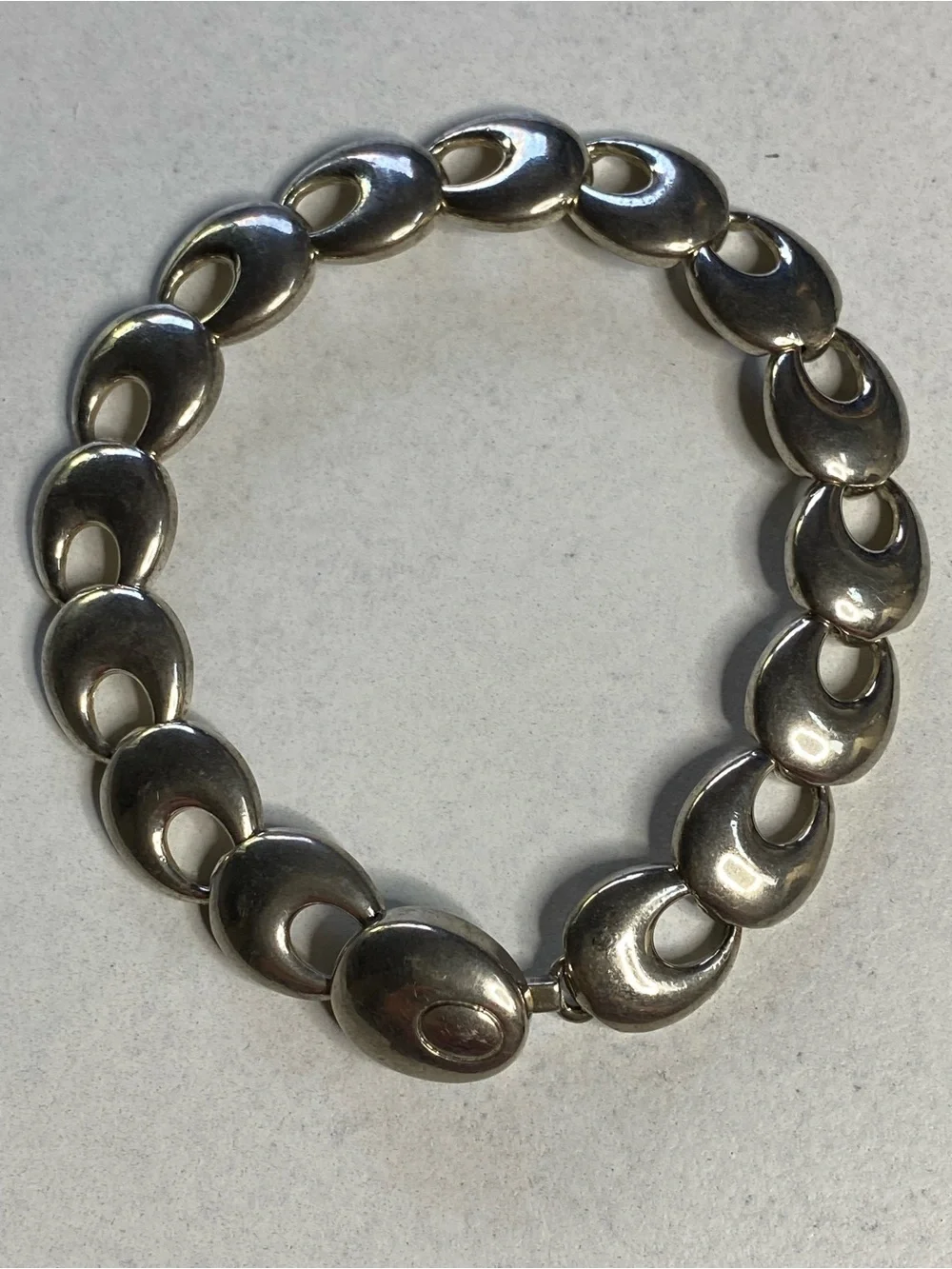 Sterling Silver Link Statement Necklace - Silver